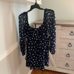 Abercrombie Dress, Navy and White Polka Dot, Size L